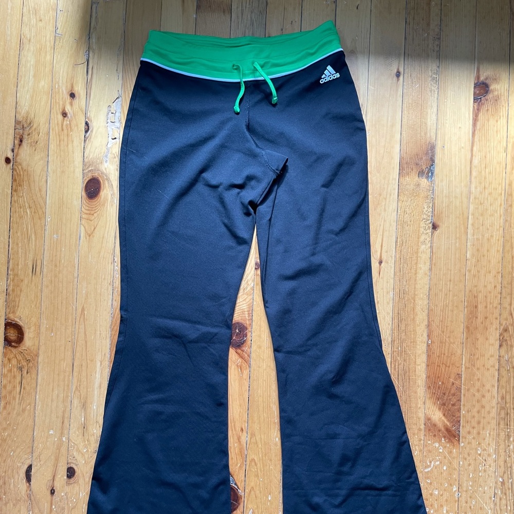 Adidas lime green and black athletic pants small